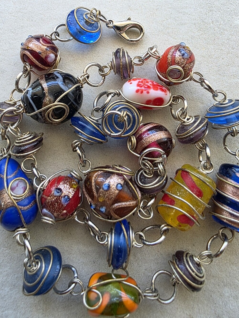 Multicolor Glass And Wedding Cake Bead Necklace Artisan-Style Women’s Jewelry